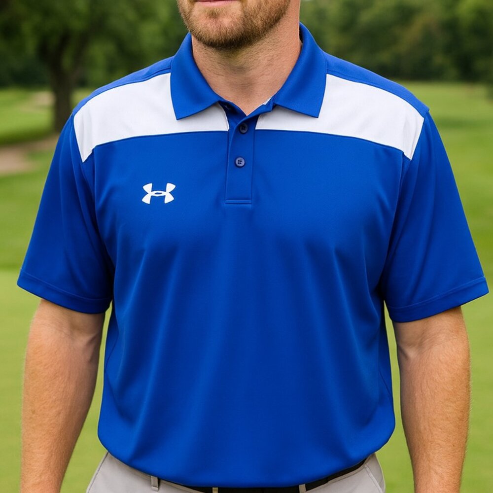Under Armour Clutch II Polo Shirt Men's XL Blue Short Sleeve Golf Heatgear Loose